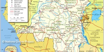 মানচিত্র গণতান্ত্রিক কঙ্গো প্রজাতন্ত্র